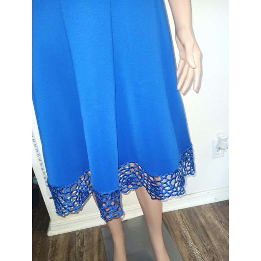 Donna Ricco Royal Blue Sleeveless Dress Size 10 W011 - Picture 4 of 10